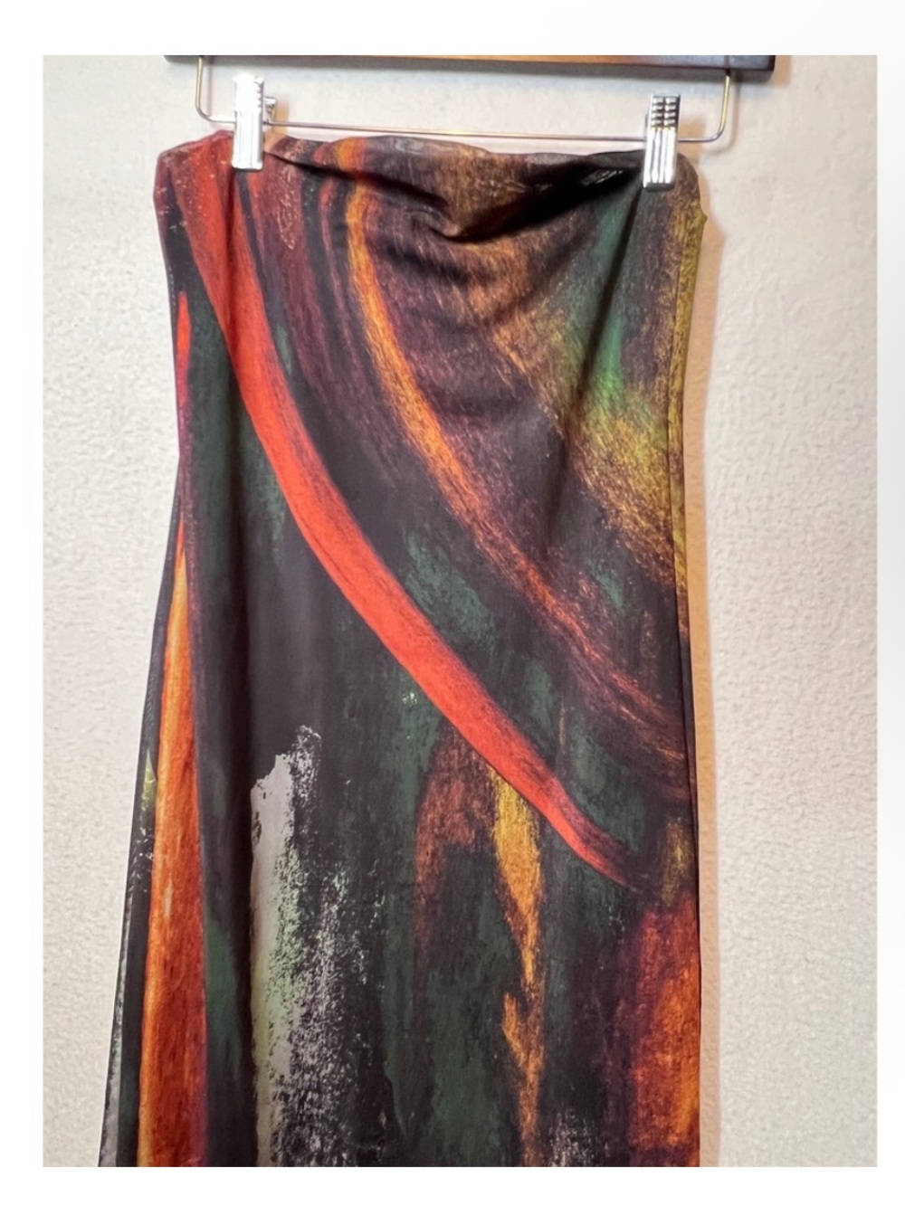 ZARA • Tulle Strapless Abstract-Print Midi Dress - Picture 6 of 12